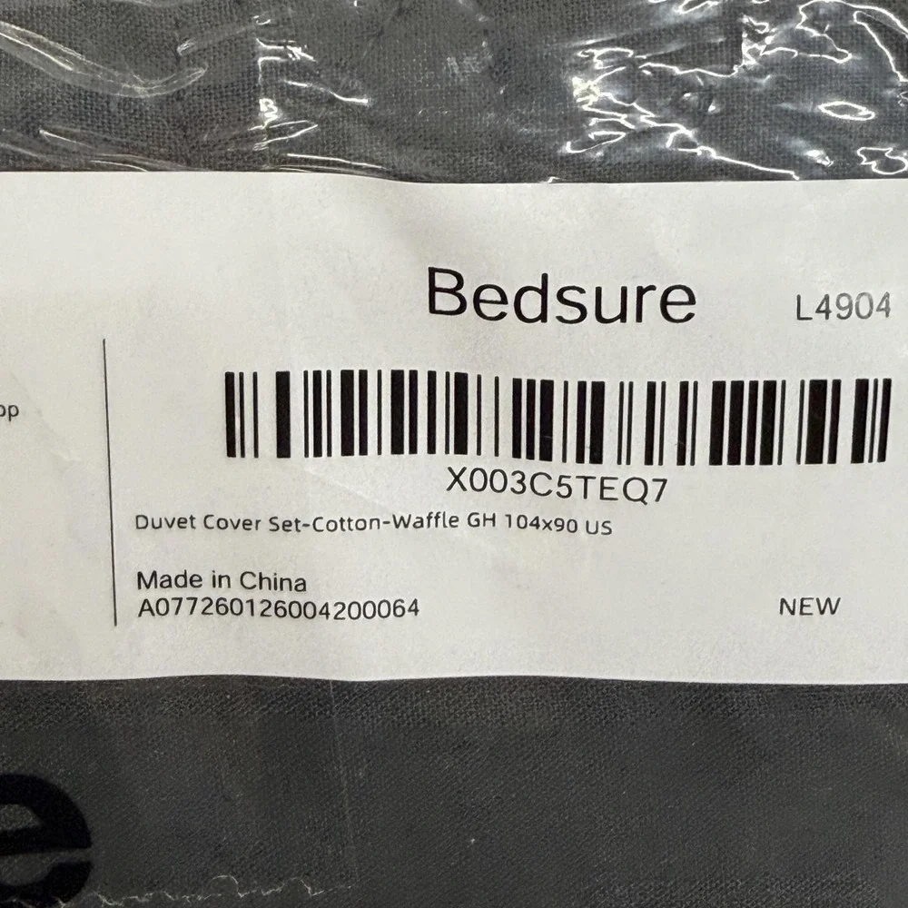 Bedsure King Duvet Cover Set 100% Cotton Gray Waffle Soft Breathable Cozy